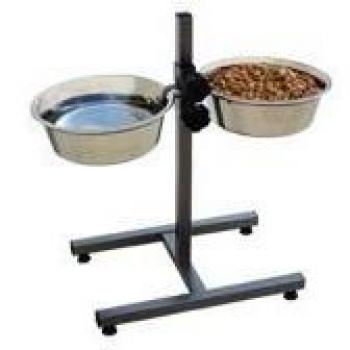 Freedog FD9000020 - Comedero INOX Doble Altura Regulable, para Perro y Gato, Color INOX, Cranberry, Extra Large