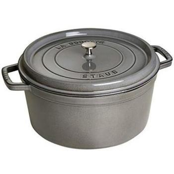 Graphite Gray Enamel Cast Iron Cocotte 34 cm