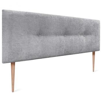 Cabecero Tapizado de Lana Natural con Botones y Patas - 145x105cm (Camas 135/140) - Gris Claro, Estilo Winter Luxury