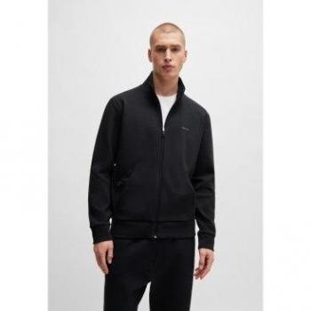 Boss Green Skaz Men's Stretch-Cotton Full Zip Sweatshirt with Logo Print NOS - Black - Size L