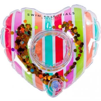 Flotador Portavasos Hinchable Swim Essentials Arcoíris Glitter Corazón 17 cm
