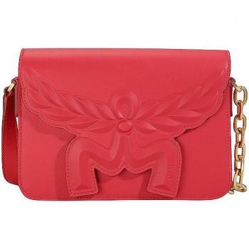 MCM Himmel Mini Crossbody Bag in Brown and Red Calf Leather