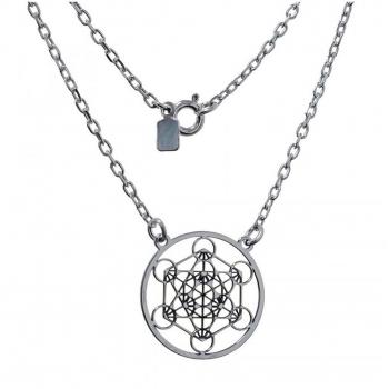Gargantilla Plata Ley 925m Amuleto Arcángel Mattatron Metator Cadena Forzada 40 Cm Colgante 20 Mm