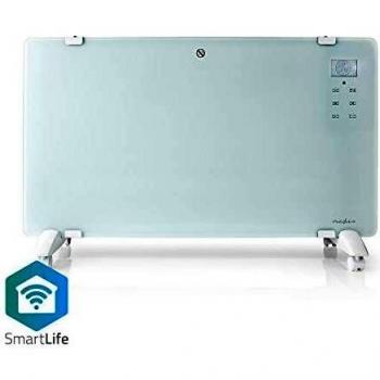 NEDIS SmartLife Calentador de Convección Calefactor por Convección Wi-Fi Inteligente - Termostato - Panel Frontal de Vidrio - 2000 W - Blanco Blanco 1.50 m