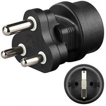 Adaptador de Alimentación Schuko a Enchufe Sudafricano Tipo M (15-A) Negro