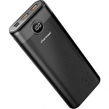 Charmast Power Bank 30000mAh Bateria Externa Carga Rápida con 3 Salida y 2 Entrda Compatible con Smartphones, Tablets y más