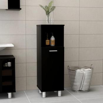 Armario de baño aglomerado negro 30x30x95 cm