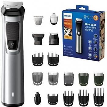 Kit de Afeitado Philips Serie 7000 MG7770/15 18 en 1, Cortapelos, Recortadora de Barba, Rifinidor Corporal/Nasal/Orejas, Impermeable de Acero