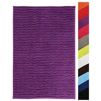 Alfombra de baño antideslizante de microfibra Chenille violeta 40 x 60 cm