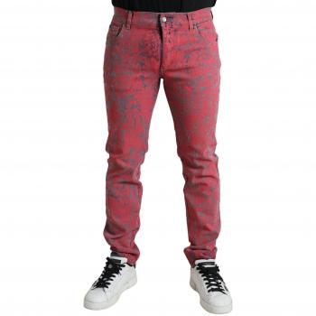 Dolce & Gabbana Red Cotton Dye Slim Fit Men Denim Jeans - IT50 | L