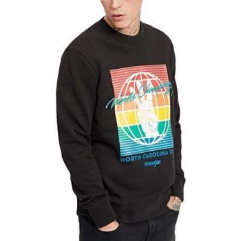 Wrangler Men's Globe Faded Black Crew Neck Sweatshirt