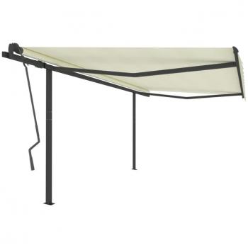Toldo retráctil automático con postes 4x3,5 m crema