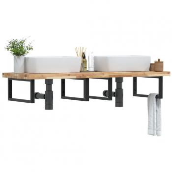 Estante de lavabo de pared de acero y madera maciza de acacia Vidaxl Marrón