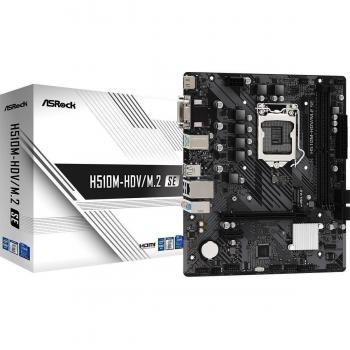 Asrock H510M-HDV/M.2 SE Micro ATX Motherboard, Intel H510 Chipset, LGA 1200 Socket, Supports up to 2 DDR4 Memory Modules, VGA, DVI, HDMI Ports, M