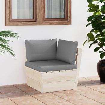 VidaXL Sofá de esquina de palets de jardín con cojines y abeto impregnado