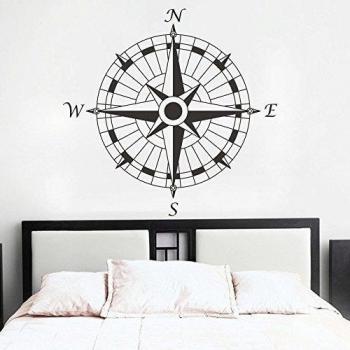 Compás náutico Diseño moderno Vinly brújula brújula adhesivo para pared rosa diseño náutico de pared decoración de la pared Mural gráfico de pared decoración de la casa arte, vinilo, F, 40x40