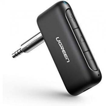 Receptor Bluetooth 5.0 para Coche UGREEN con Micrófono y Reducción de Ruido, Conexión AUX 3.5mm, Manos Libres, HiFi Música