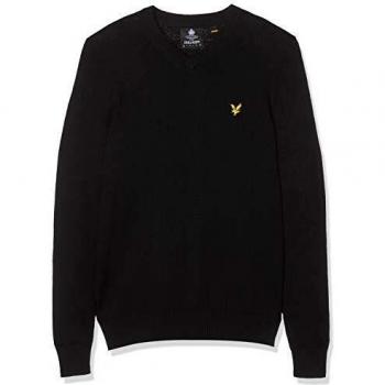 Lyle & Scott Cotton Merino V Neck Jumper suéter, Negro