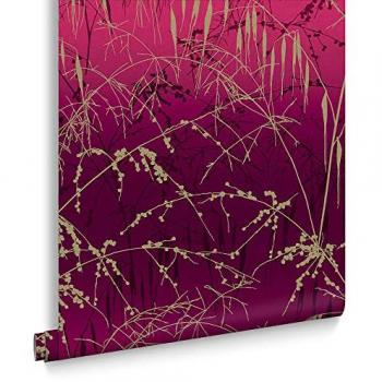 Clarissa Hulse Meadow Grass Wallpaper Red/Gold 1,000cm L X 52cm W