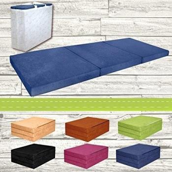 Colchón supletoria plegable cama auxiliar de cama de invitados futón puf 195 x 80 x 9 cm Color Azul