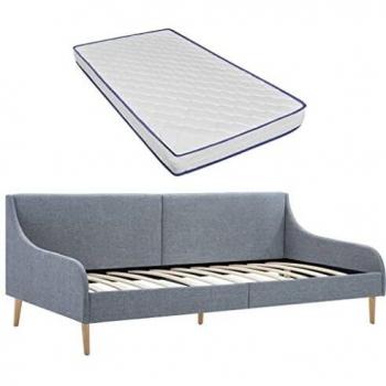 vidaXL Estructura Sofá Cama con Colchón Viscoelástico Casa Hogar Jardín Apartamento Decoración Diseño Mobiliario Muebles Descanso Tela Gris Claro