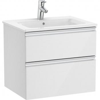 Mueble de baño Roca The Gap con 2 cajones y lavabo central, color blanco brillo, medidas: 605 x 460 x 537 mm