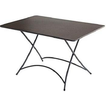 Mesa de Exterior Plegable Orta en Hierro Antracita 120x70x74 cm, Resistente a la Corrosión