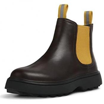 Camper - Botas cortas al tobillo Unisex de piel marrón oscuro con elásticos para niños, modelo Beatles K900149-014, talla 32 EU