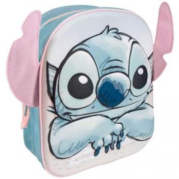 Mochila Escolar Infantil 3D Stitch Azul Claro, Unisex, 22 x 27 x 10 cm