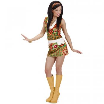 Disfraz de Hippie para Mujer - Talla S, Vestido de Velluto Años 60