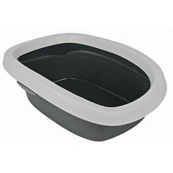 TRIXIE Bandeja Higiénica Carlo con Borde y Pala para Gatos, 43 x 31 x 14 cm, Gris Claro