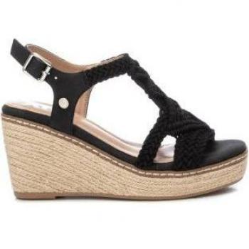 Sandalia de mujer Xti 142834 negro con cuña de 8cm