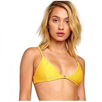 RVCA Bodega Bralette Haut de Bikini Bralette Triangle texturé Femme Jaune L