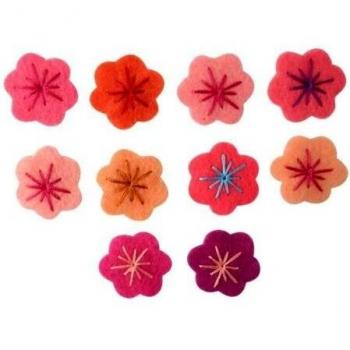 Ramo de Flores de Fieltro Adhesivas - Lote de 10 - 2 cm - Color Rosa