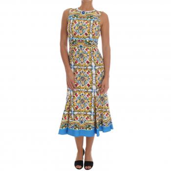 Dolce & Gabbana Majolica Print Sleeveless Sheath A-line Midi Dress - Size IT36 | XS | 3XS, Multicolor