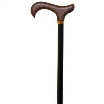 Muletilla bastón extensible de aluminio con puño de madera color negro
