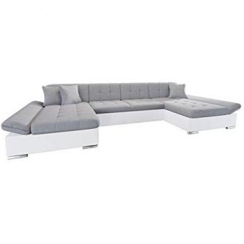 Sofá rinconero Comfivo 155 con función de descanso, caja de ropa de cama, dimensiones 360x160x75cm, en color gris y diseño moderno