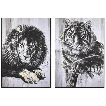 Cuadro decorativo DKD Home Decor 103 x 4,5 x 143 cm Tigre Colonial (2 Unidades)