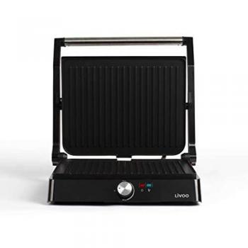 Grill de Contacto Livoo DOC223 - Parrilla para Carne y Panini 2200W, Superficie de 667cm², Color Gris