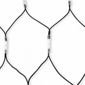 Led Rubber Net Light ww. Red de 228 luces led en blanco cálido. Longitud 3m. Altura 2m. Cables de goma de color negro. Interconectables hasta 6 unidades máximo. 230v 22w IP44.