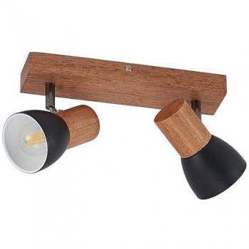 Foco de techo 'Tonja' con madera, 2 luces, moderno y regulable