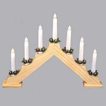 Decoración navideña de madera con diseño de velas con diseño de puente de 7 luces, coloures naturales/arco de luces navideñas para arco de luces navideñas de la decoración