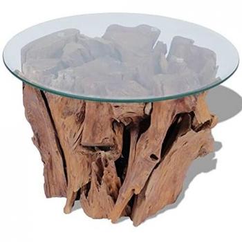 vidaXL - Mesa de centro de madera de teca maciza, 60 cm y color marrón