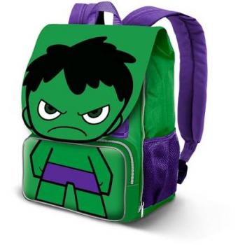 Mochila Pequeña Expandible Marvel Hulk Angry, Verde, 18 x 28 cm, Capacidad 15 L