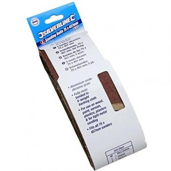 Silverline 185706 - Bandas de lija 75 x 457 mm, 5 pzas Grano 60