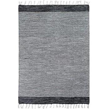 Alfombra TERRA COTTON 100% algodón diseño étnico bandas negro gris y blanco 160 x 230 cm