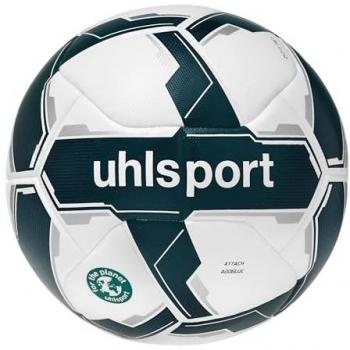 Uhlsport Balón Fútbol Attack Addglue For The Planet, Unisex - Adultos, Bianco/Verde Scuro/Argento, Tamaño 5