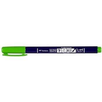 Rotulador Caligrafía Fudenosuke Verde de Punta Elástica Dura y Tinta a Base de Agua
