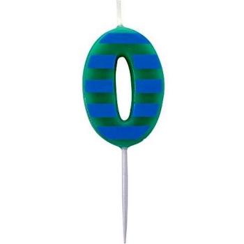 Vela de cumpleaños del número 0 con diseño de lunares y rayas, 4,5 cm, de Amscan, 9900788