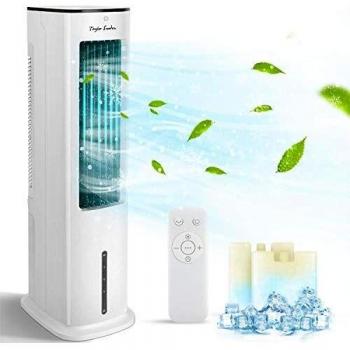 Taylor Swoden Snow - Climatizador evaporativo compacto, mando a distancia, 55W, oscilante, humidificador, 3 modos y 3 velocidades, depósito 5L, temporizador 7h. Panel táctil